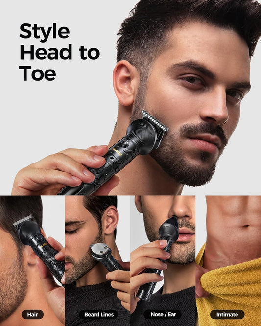 GLAKER Beard Trimmer for Men, Electric Razor for Body, Face, Mustache, Ear, Nose Hair Trimmer, Cordless Hair Clippers 17 Pieces 6-in-1 Shavers for Mens Grooming Kit, Gifts for Gentle (Black)