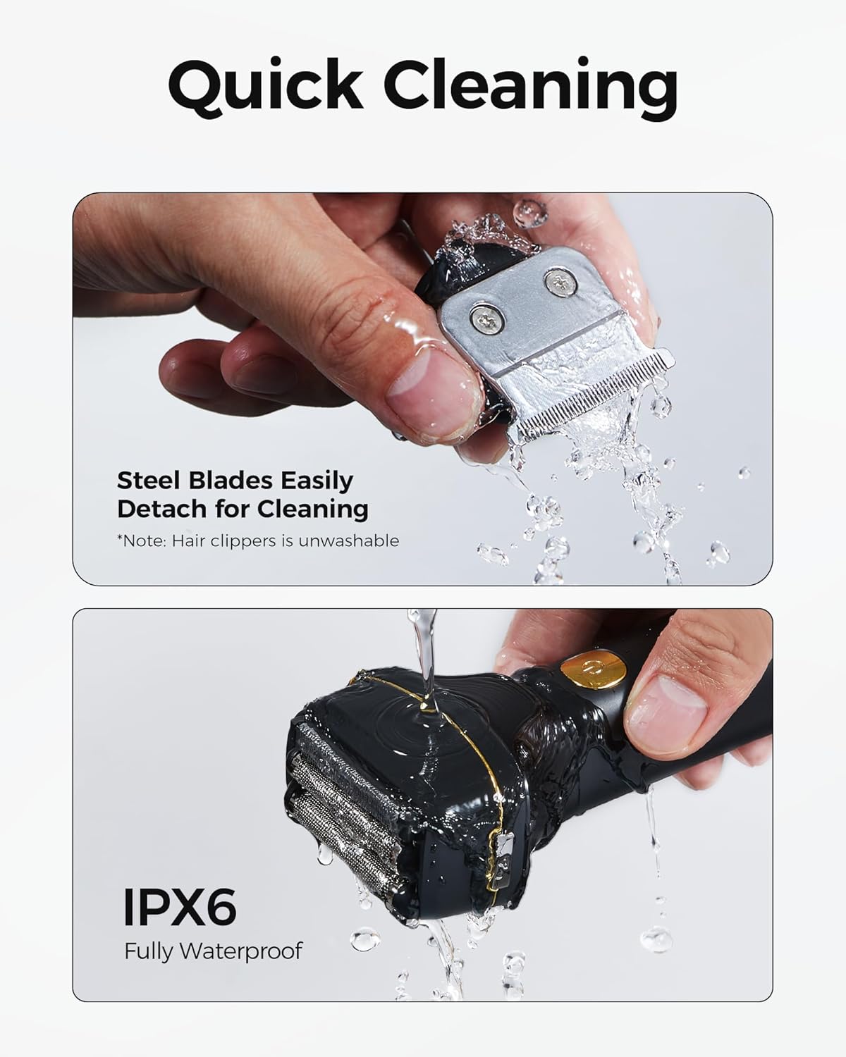 GLAKER Beard Trimmer for Men Foil Shaver, Electric Razor Mens Beard Trimmer Rechargeable Hiar Clippers Shaving kit for Face Mustache Body Waterproof USB-C Charging