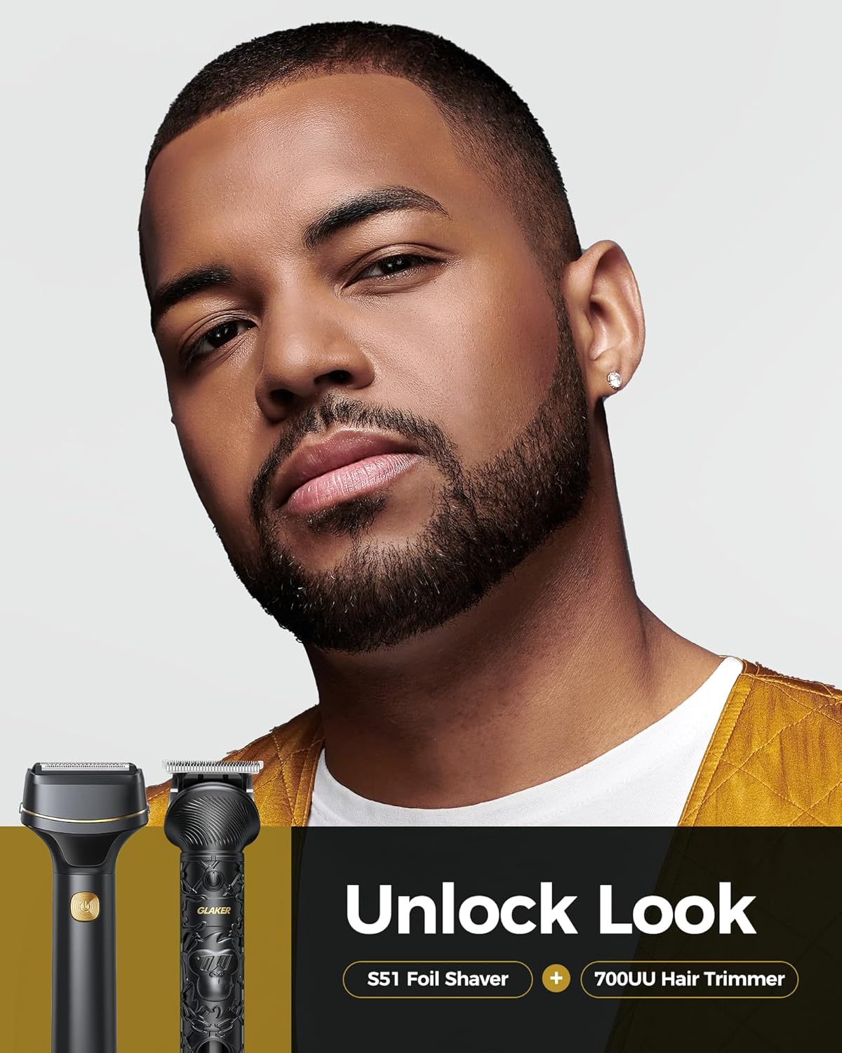 GLAKER Beard Trimmer for Men Foil Shaver, Electric Razor Mens Beard Trimmer Rechargeable Hiar Clippers Shaving kit for Face Mustache Body Waterproof USB-C Charging