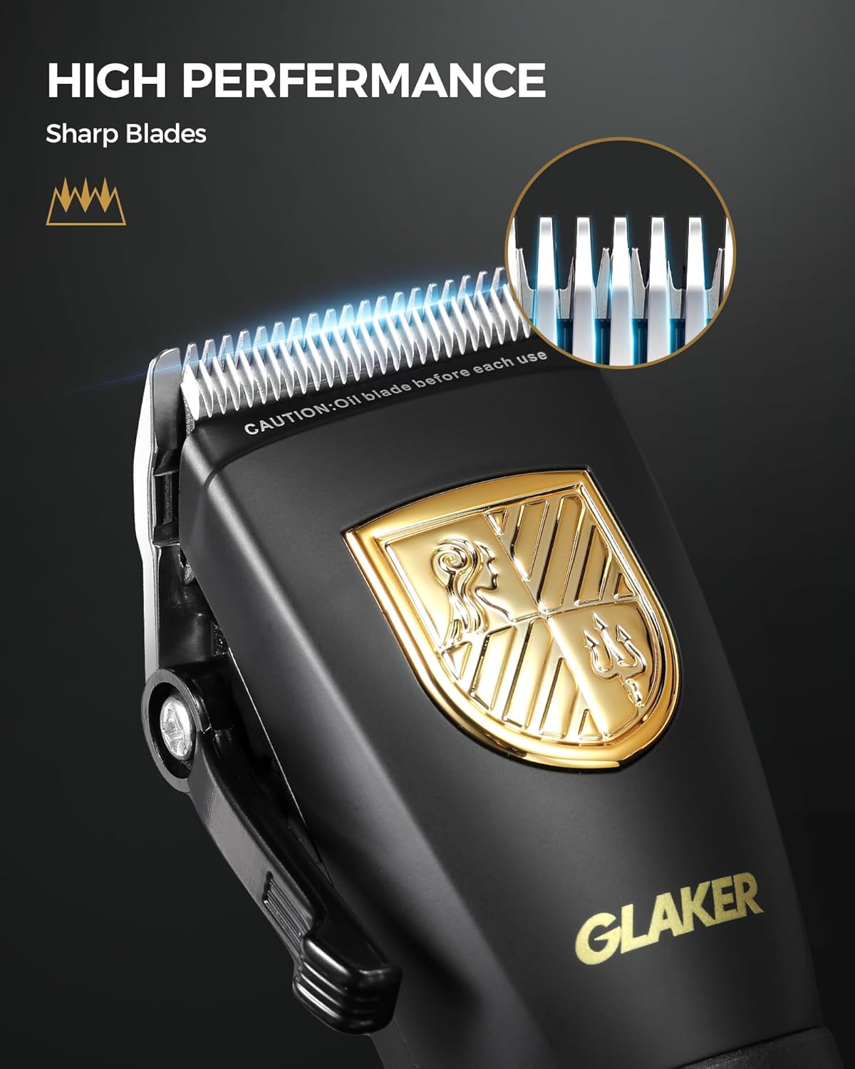 GLAKER Hair Clippers for Men Professional, Cordless Clippers for Hair Cutting, Mens Hair Clippers and Trimmer Kit for Barber with LED Display 15 Guide Combs