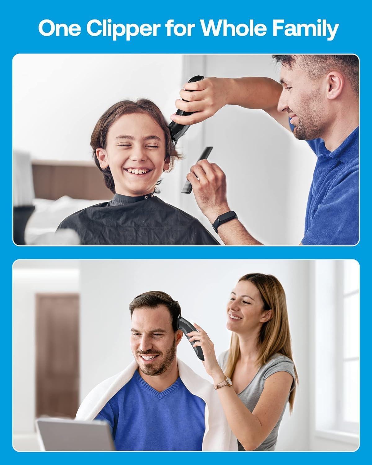 GLAKER Hair Clippers for Men - Cordless & Corded 2 in 1 Hair & Beard Trimmer with ABS Guards, Detachable Blades & Turbo Motor, Professional Haircutting Kits for Blending & Fade Cuts