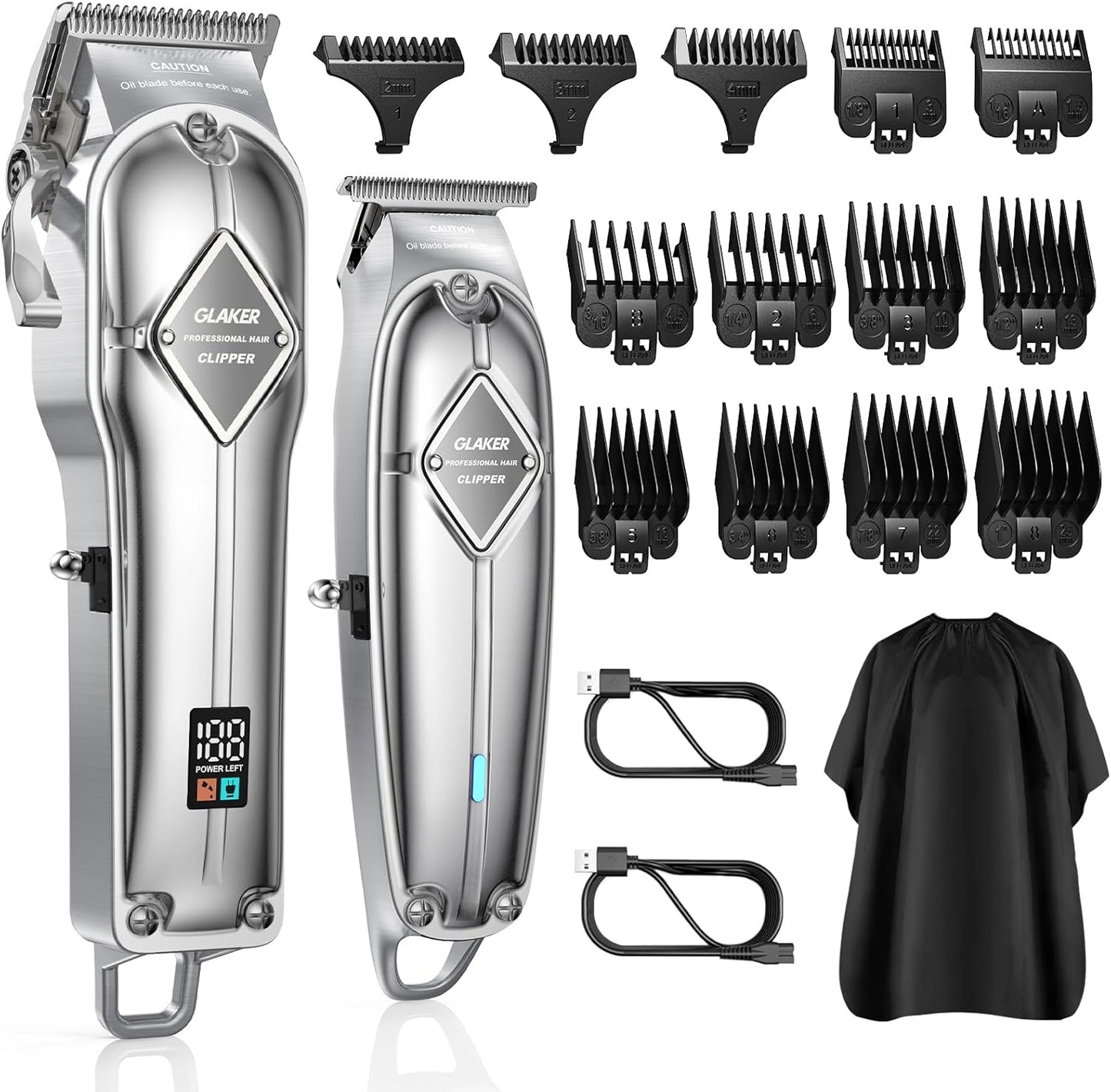 GLAKER Hair Clippers for Men Professional - Cordless Clippers and Trimmers Set, Complete Barber Kit for Hair Trimming & Beard Grooming, Mens Haircutting Kits for Blending & Fade Cuts