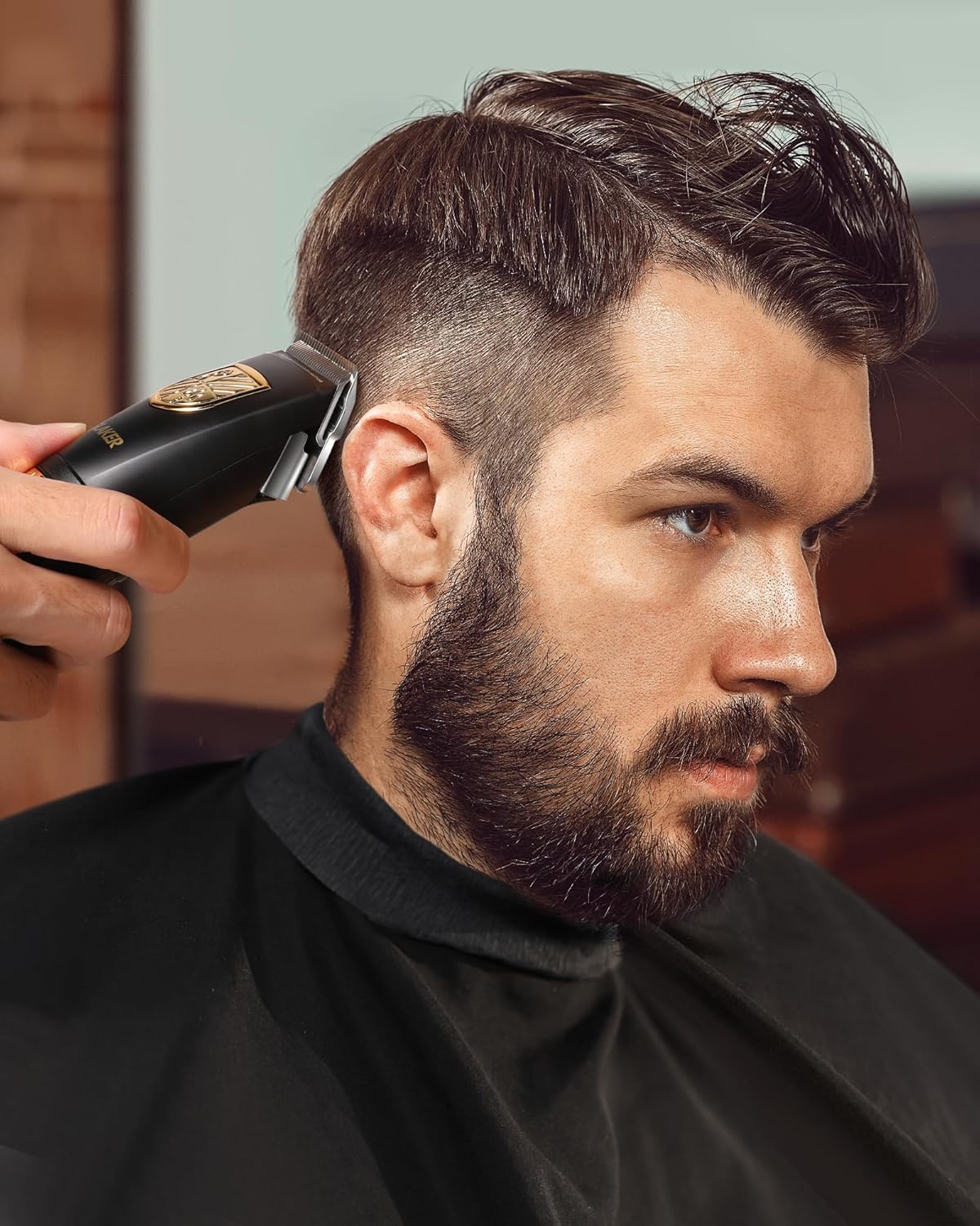 GLAKER Hair Clippers for Men Professional, Cordless Clippers for Hair Cutting, Mens Hair Clippers and Trimmer Kit for Barber with LED Display 15 Guide Combs